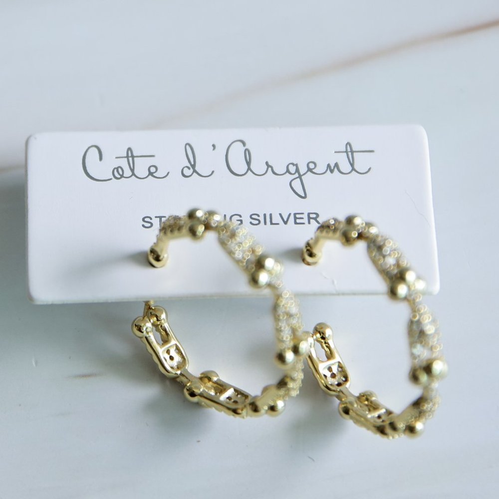 Cote D' argent sterling silver Gold plated hoop earrings NWOT